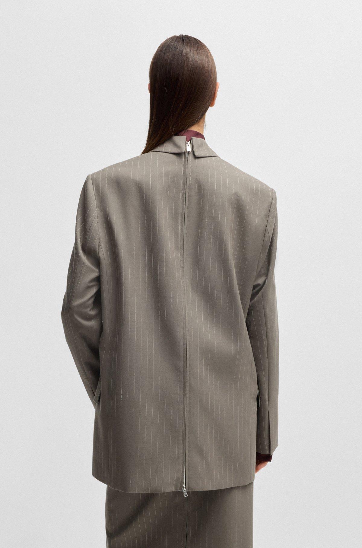 Rear-zip blazer in pinstripe virgin wool Product Image