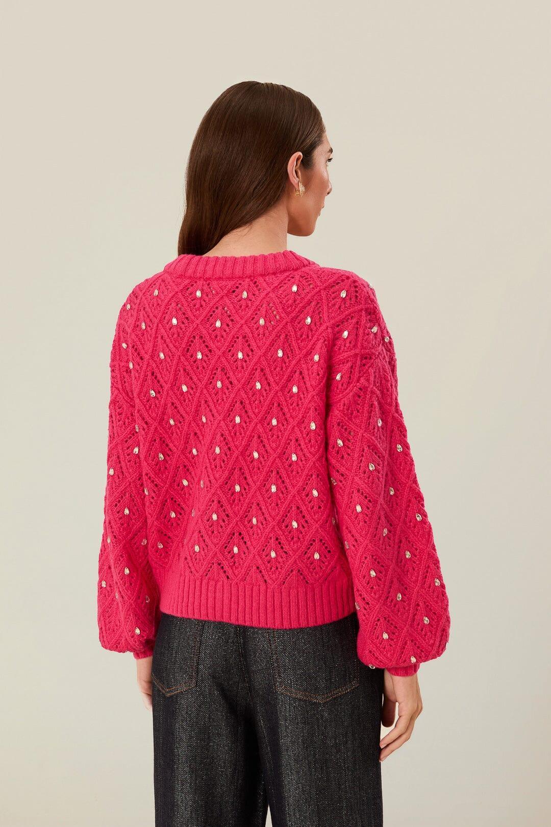 Pink Lace Knit Sweater Product Image