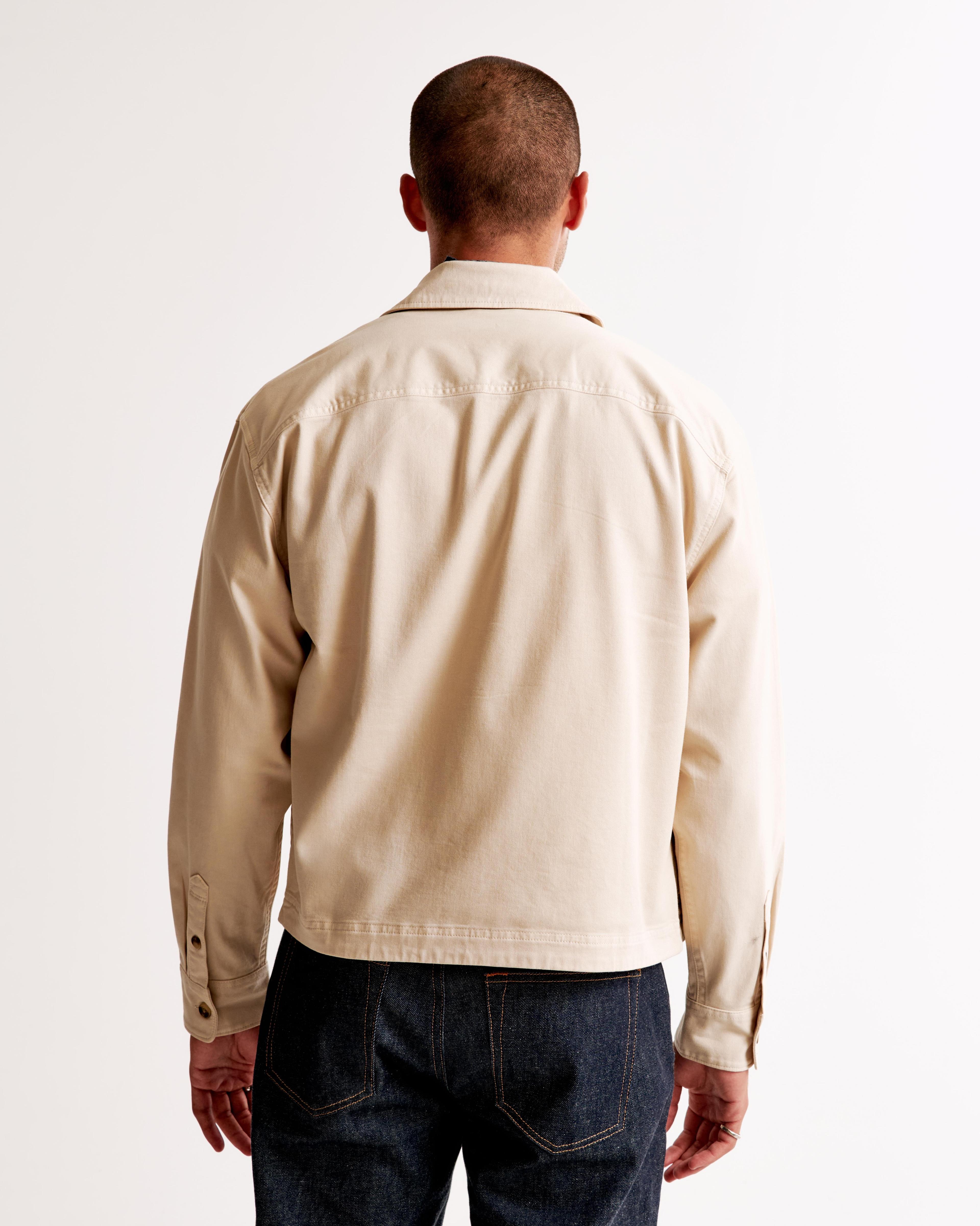 Cropped Twill Zip Shirt Jacket Product Image