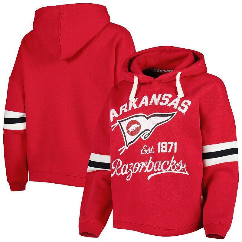 Womens Pressbox Cardinal Arkansas Razorbacks Super Pennant Pullover Hoodie Product Image