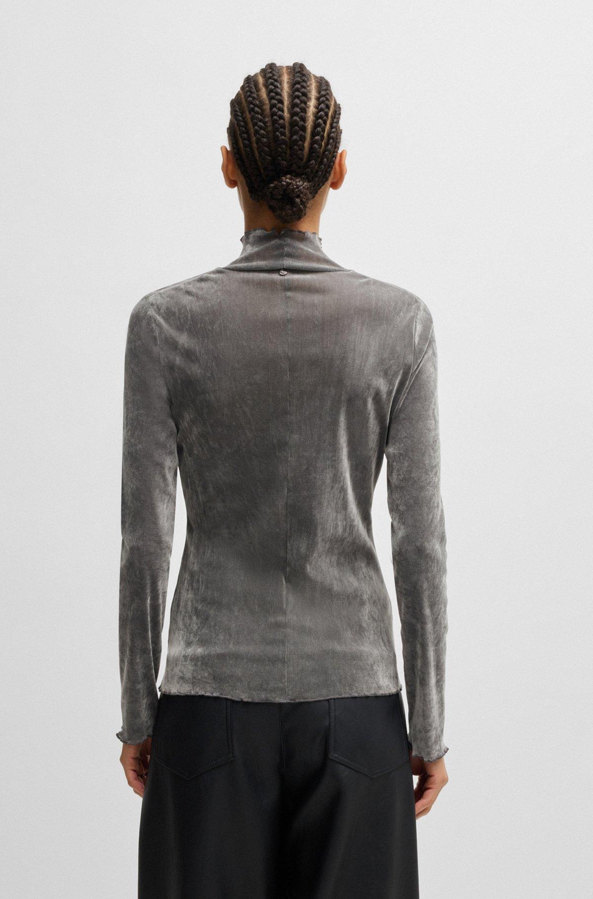 Mock-neck top in velvet-touch mesh Product Image