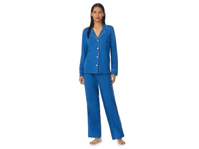 LAUREN Ralph Lauren Long Sleeve Knit Notch PJ Set Women's Pajama Sets Product Image