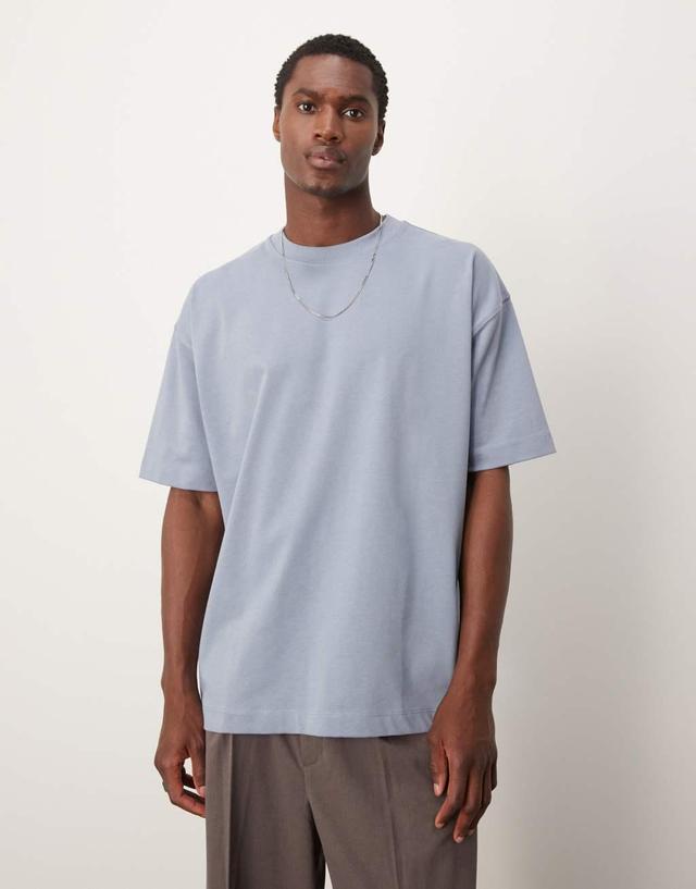 ASOS DESIGN Premium heavyweight oversized t-shirt in blue Product Image