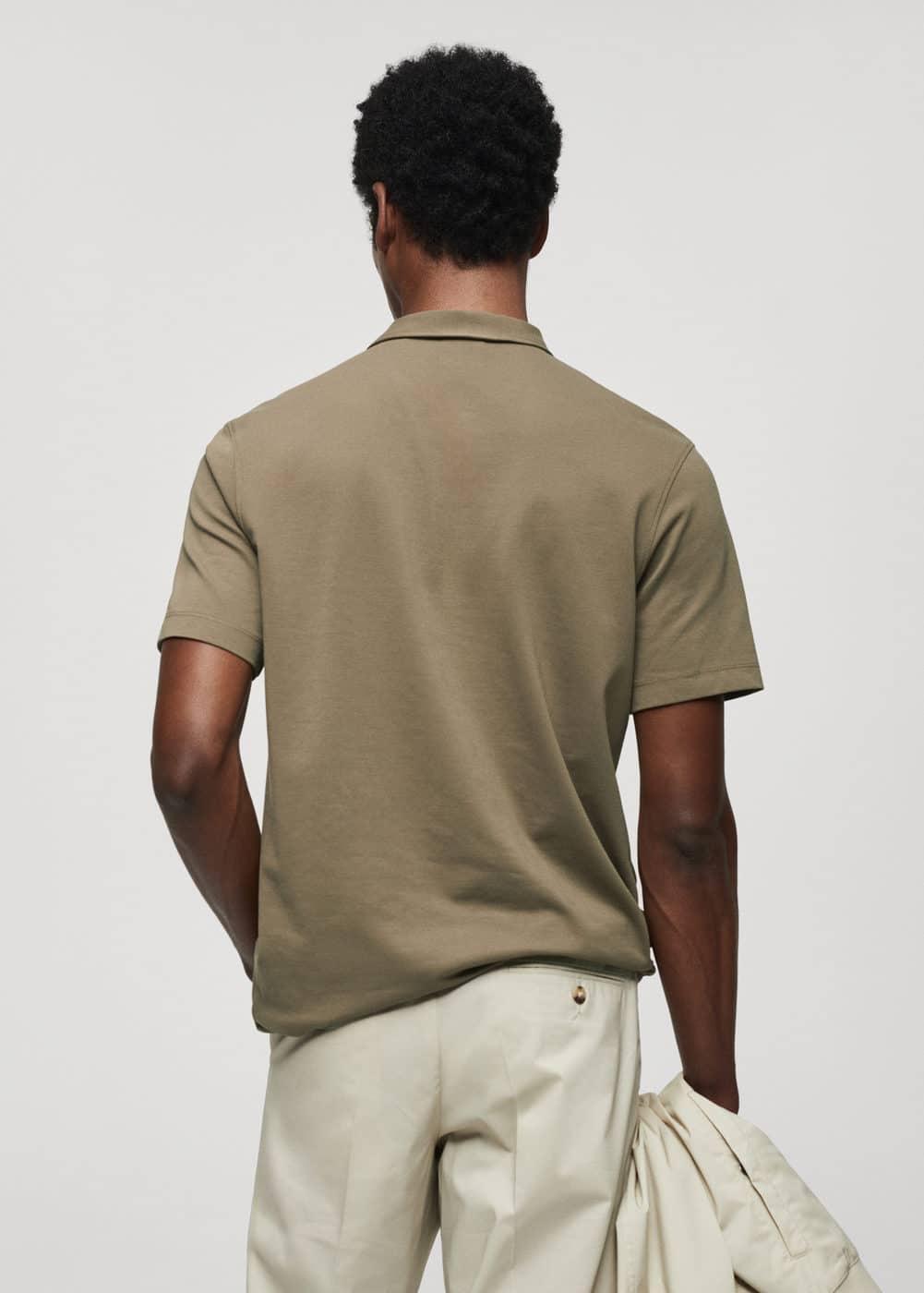 MANGO MAN - Slim-fit textured cotton polo shirt khakiMen Product Image