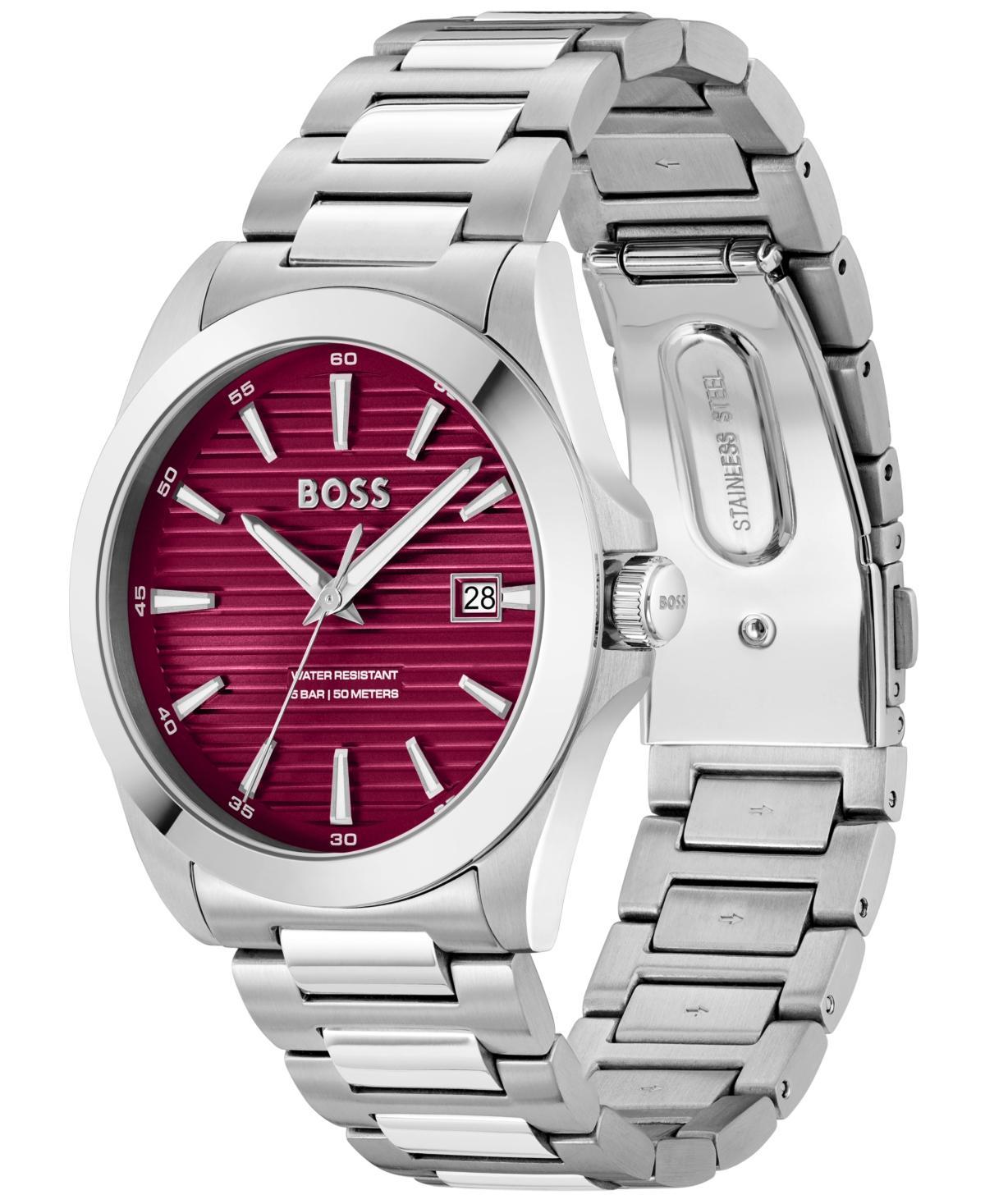 Hugo Boss Mens Strike Quartz Analog Red Dial Stainless Steel Bracelet Watch Product Image