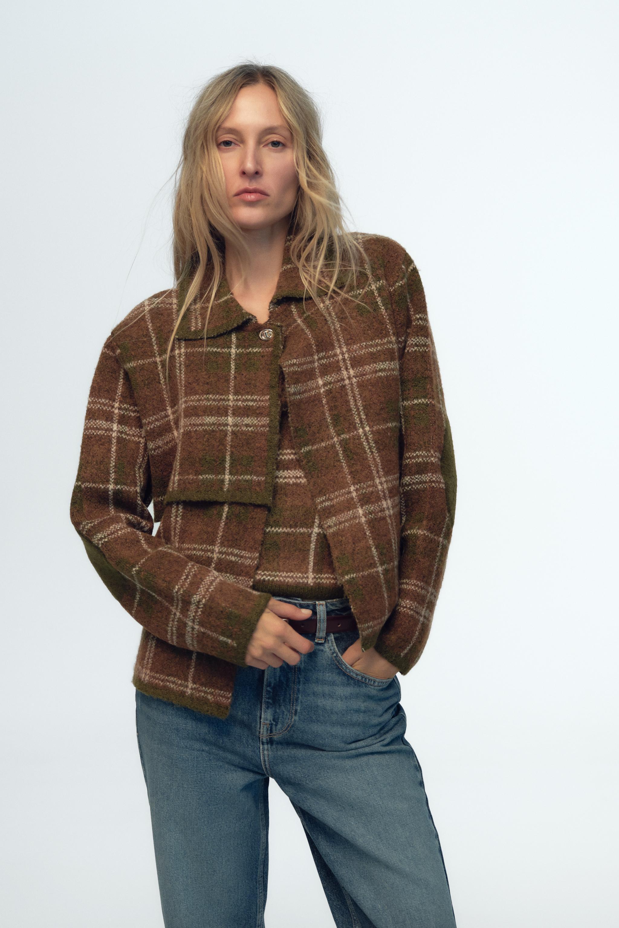 PLAID KNIT JACKET Product Image