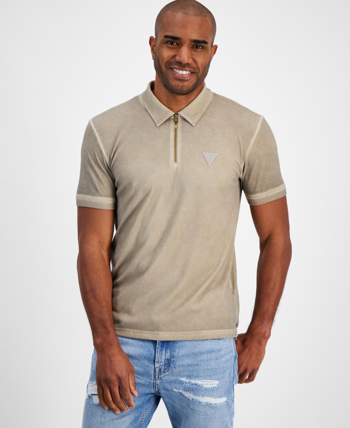 Guess Mens Steno Short Sleeve Quarter-Zip Polo Shirt Product Image