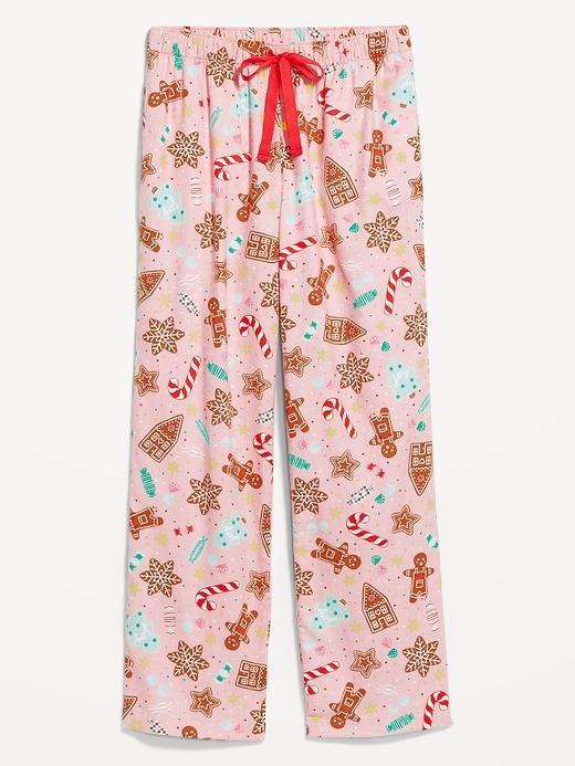 Mid-Rise Printed Flannel Pajama Pants Product Image