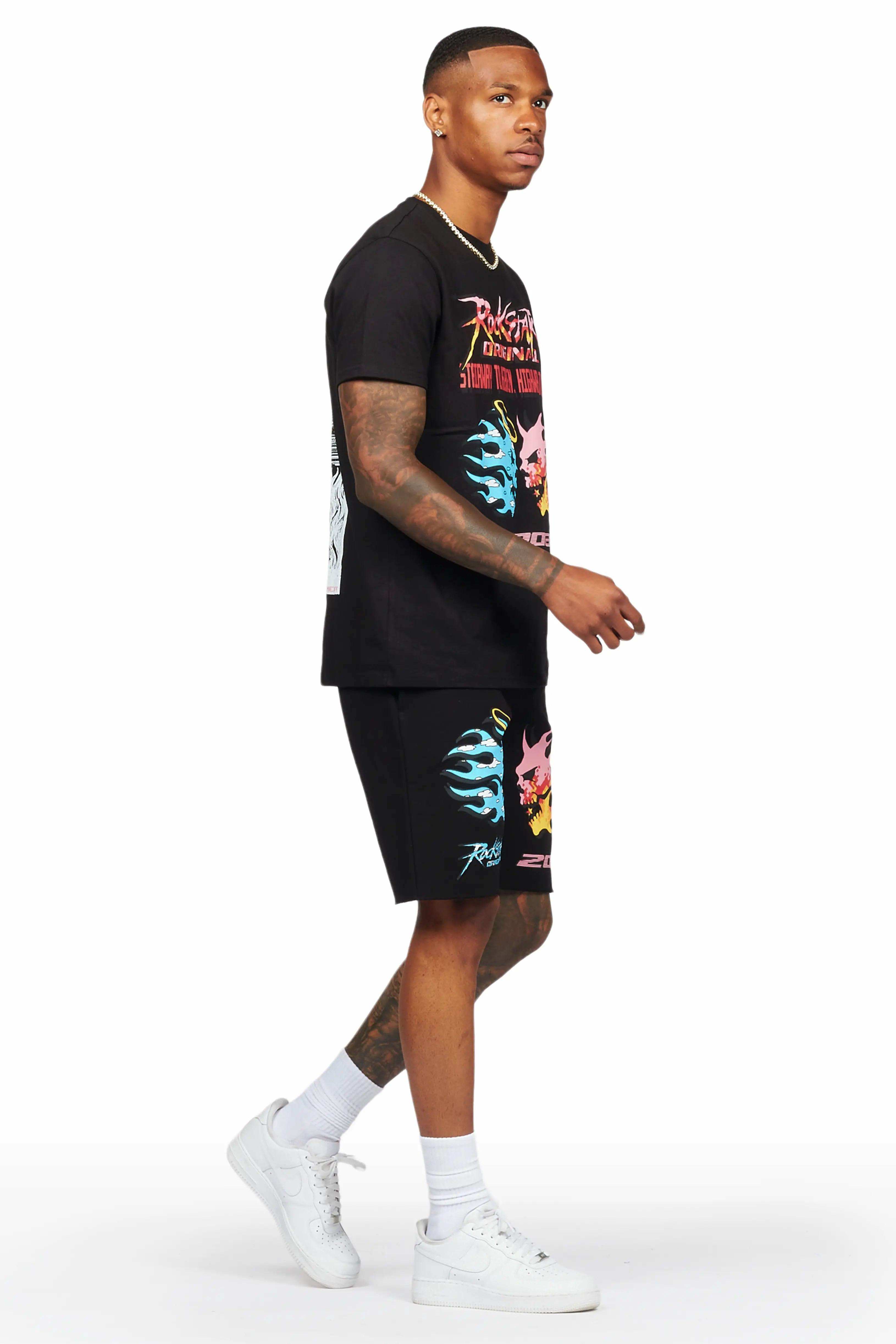 Sky Black T-Shirt/Short Set Male Product Image