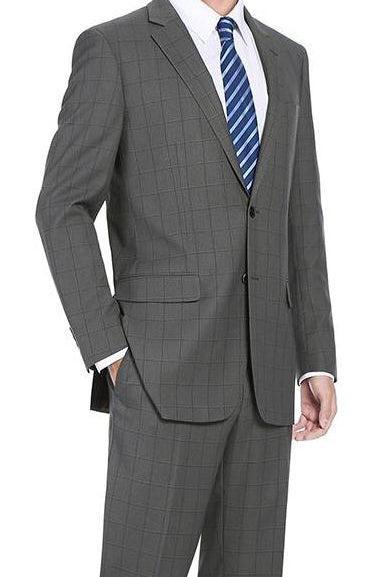 Trevi Collection - 2 Piece Suit 2 Buttons Windowpane Regular Fit In Gray Product Image