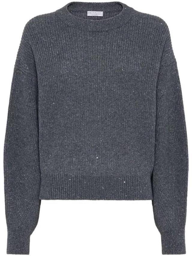 BRUNELLO CUCINELLI Wool Crewneck Jumper In Grey Product Image