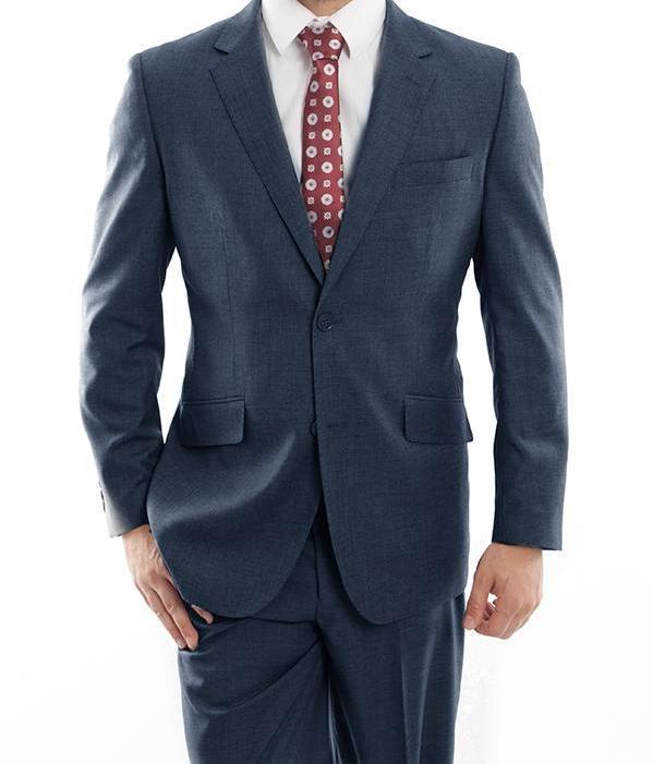 Arezzo Collection - 100% Wool Suit Modern Fit Italian Style 2 Piece in Indigo Product Image