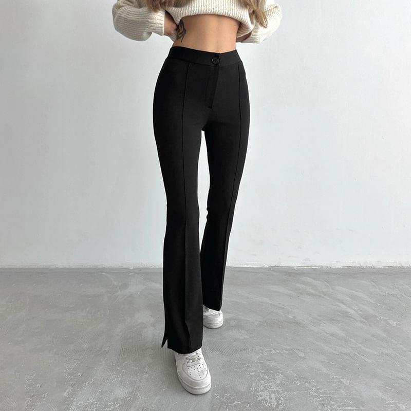 High Rise Plain Flared Pants Product Image