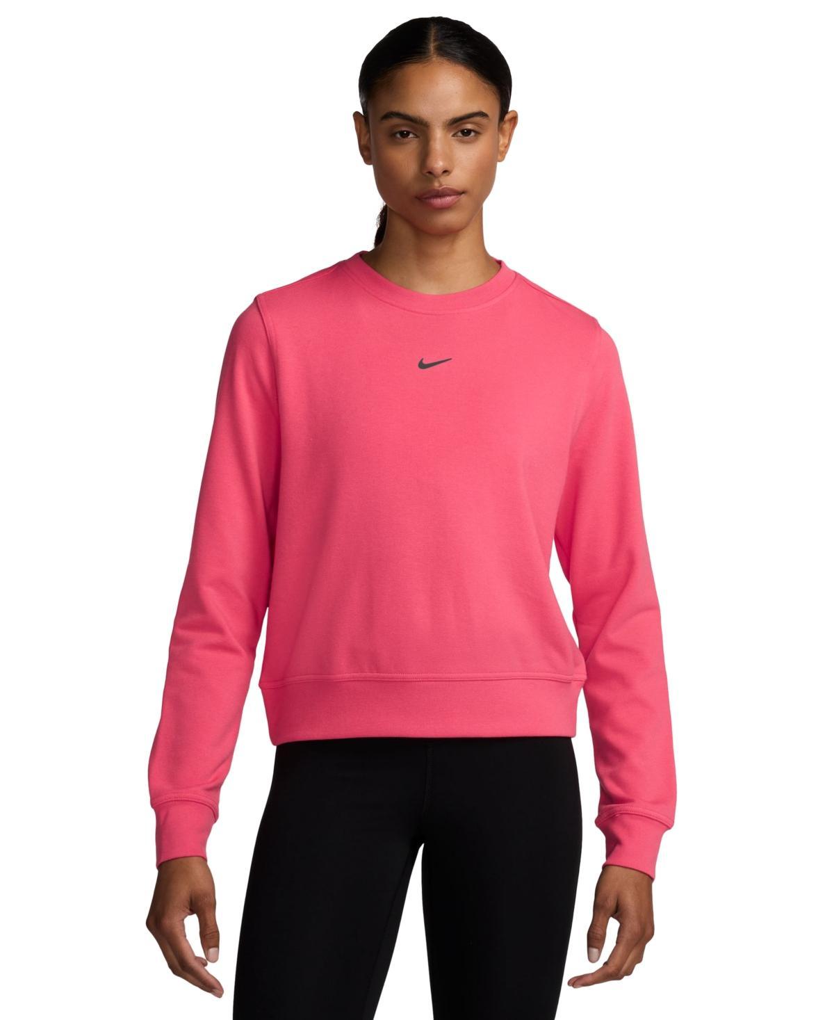 Womens Nike One Dri-FIT Crewneck Sweatshirt Pink Product Image