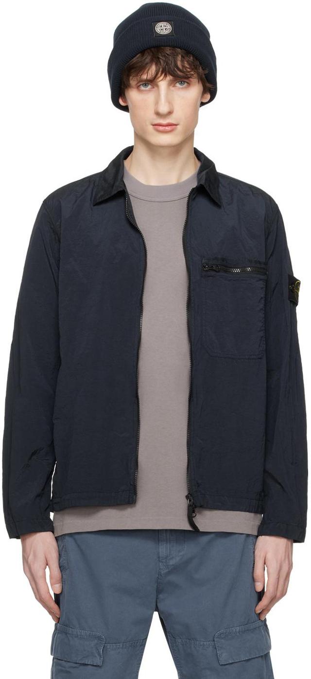 Navy Patch Jacket In V0020 Navy Blue Product Image