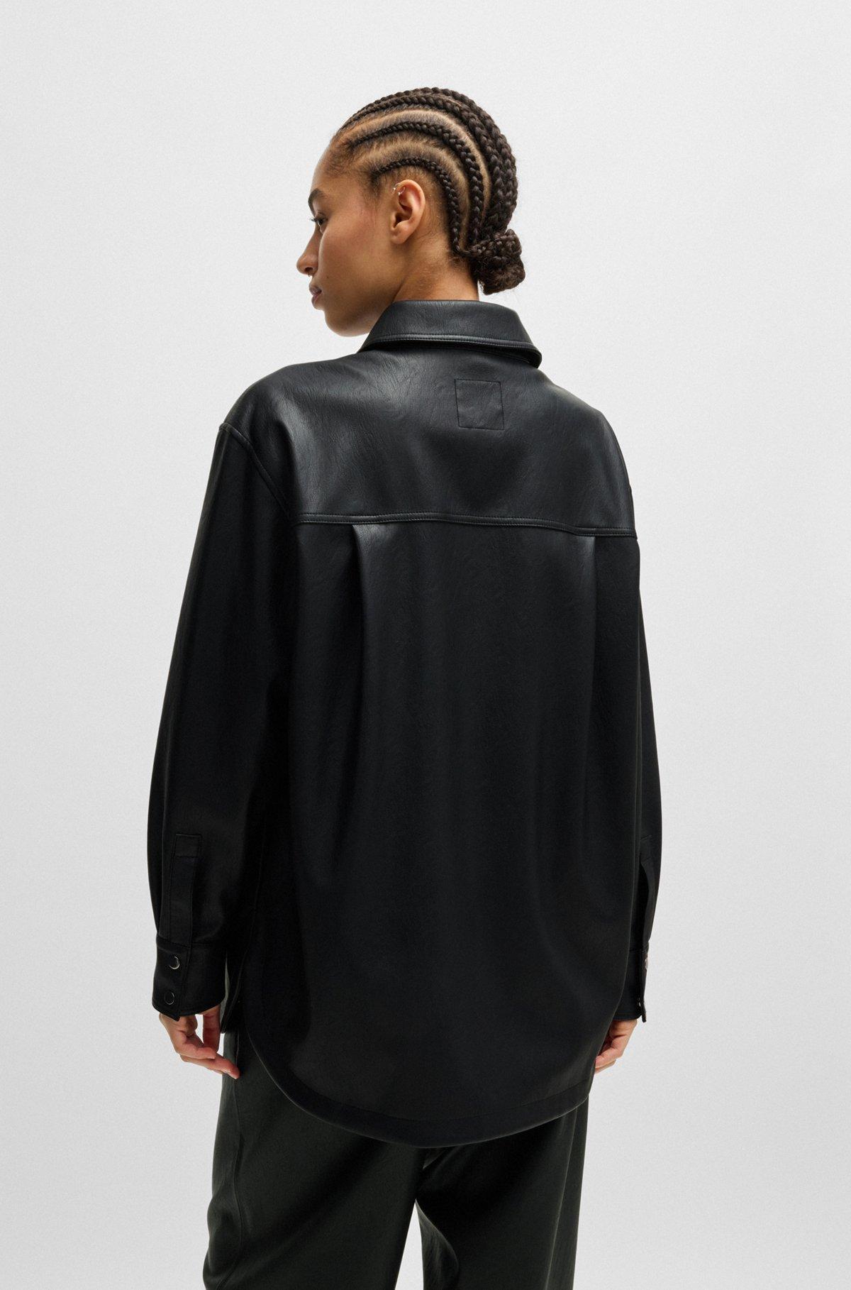 Faux-leather overshirt with patch pockets Product Image