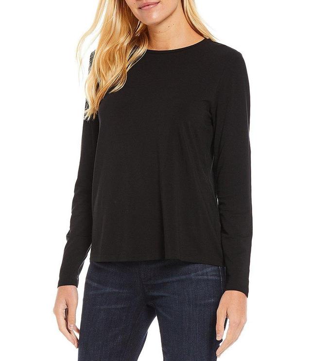 Eileen Fisher Tencel Jersey Long Sleeve Crew Neck Top Product Image