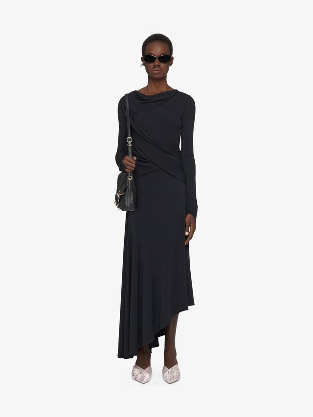 Asymmetric draped dress in crepe jersey Product Image