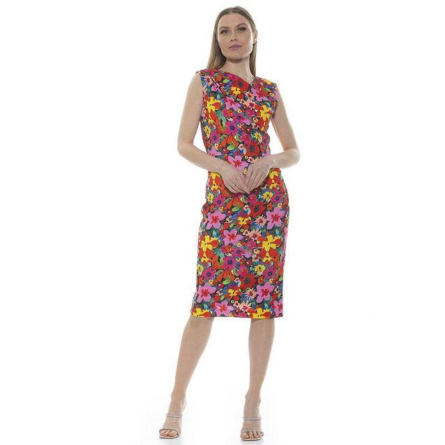 Womens ALEXIA ADMOR Khloe Ruched Midi Sheath Dress Product Image