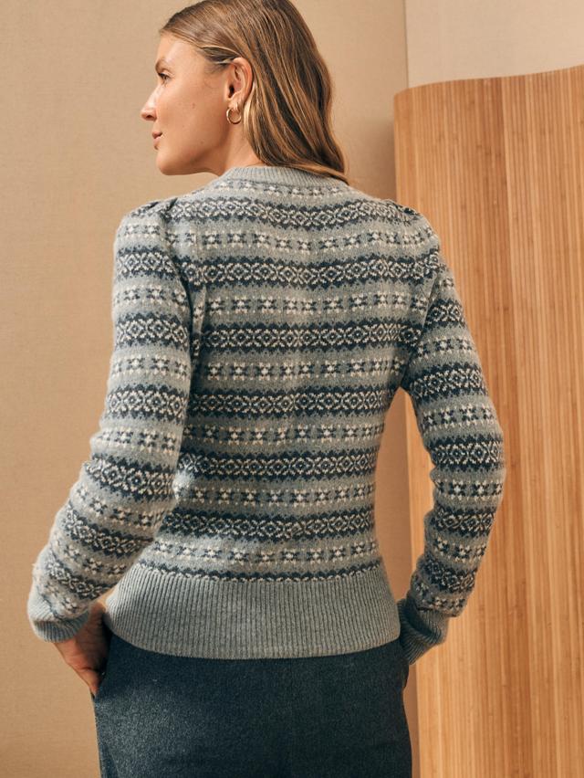 Highland Fair Isle Puff Sleeve Sweater - Grey Multi Female Product Image