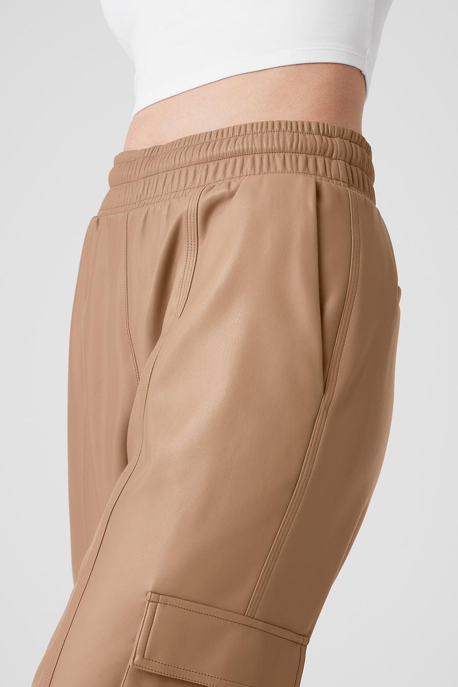 Faux Leather Power Hour Jogger - Toasted Almond Product Image