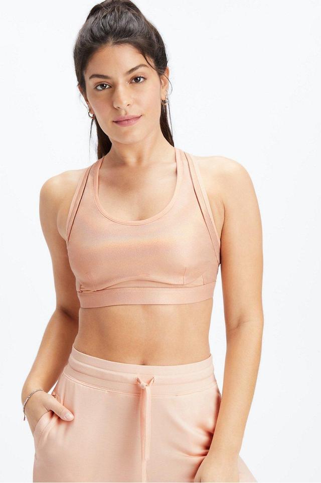 Fabletics Belle Iridescent Adjustable High Impact Sports Bra Womens pink Size XL Product Image