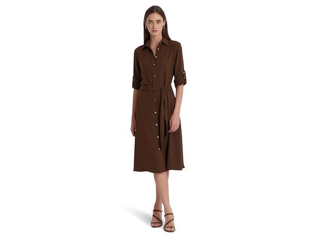 LAUREN Ralph Lauren Fit-and-Flare Shirtdress Birch) Women's Dress Product Image