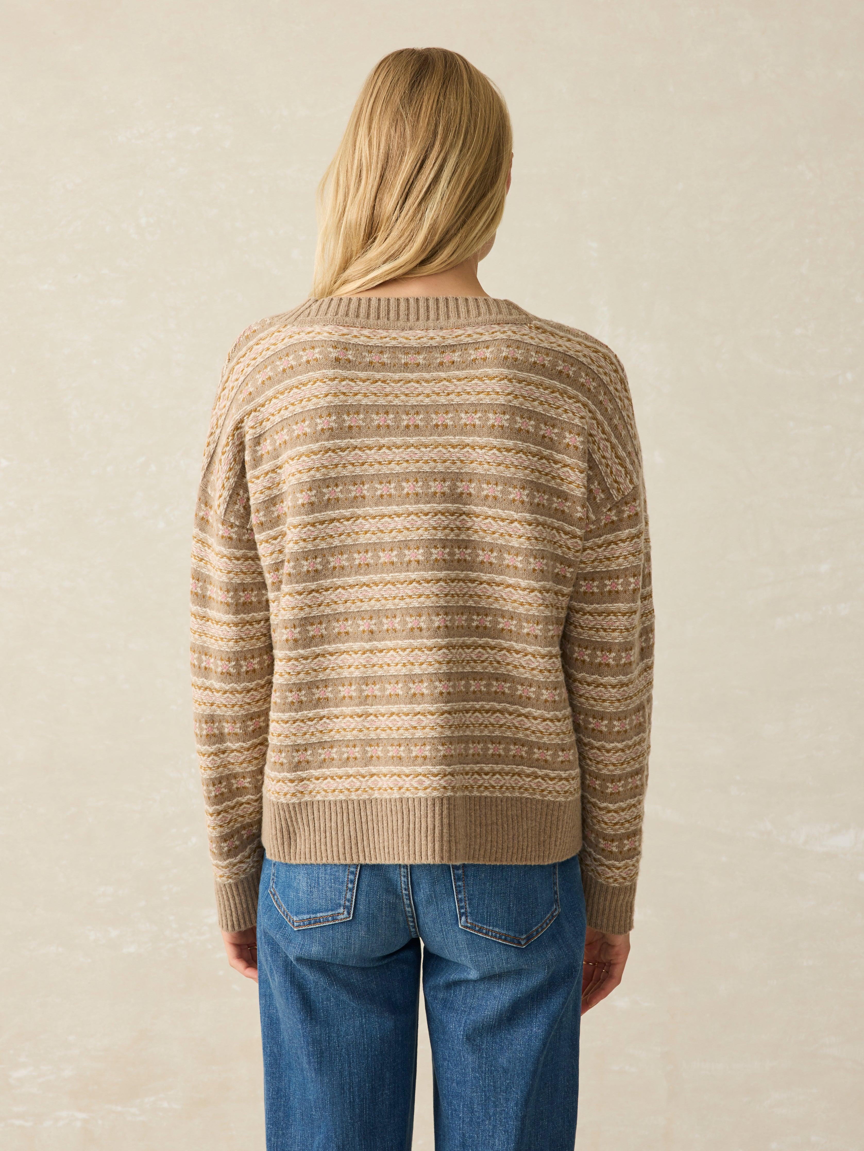 Highland Fairisle V-Neck Sweater - Sugar Cookie Fairisle Female Product Image