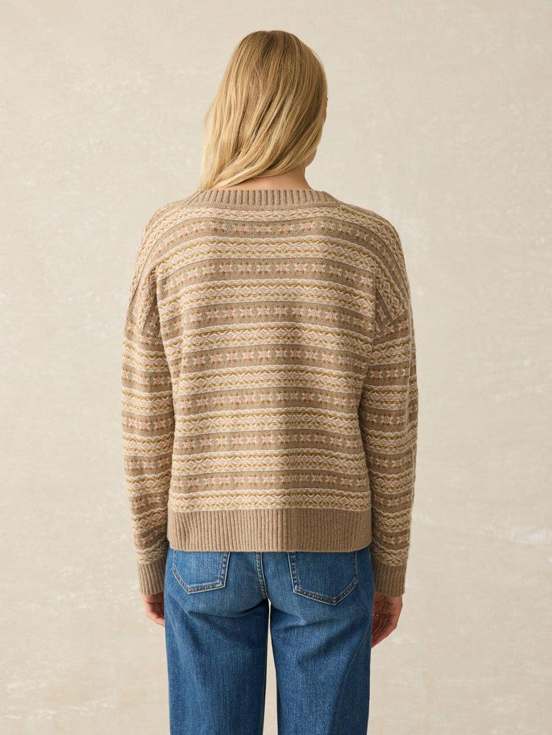 Highland Fairisle V-Neck Sweater - Sugar Cookie Fairisle Product Image