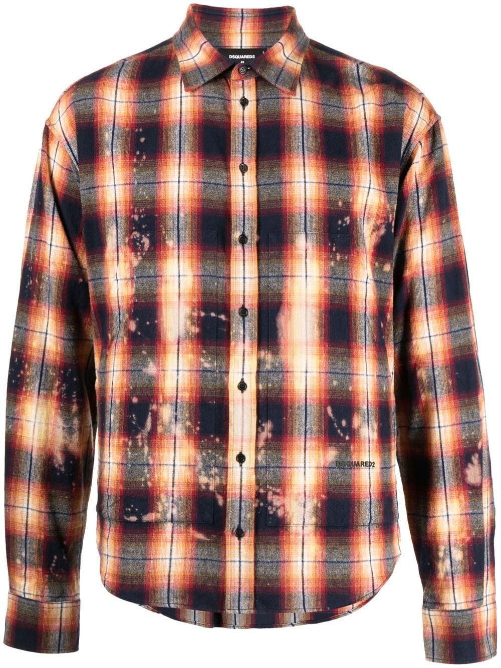 DSQUARED2 Check-pattern Shirt In Orange Product Image