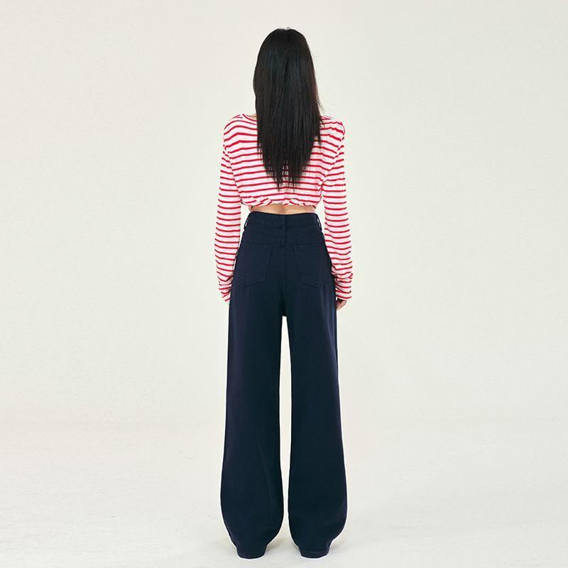 Mid Rise Washed Wide Leg Jeans (Various Designs) Product Image