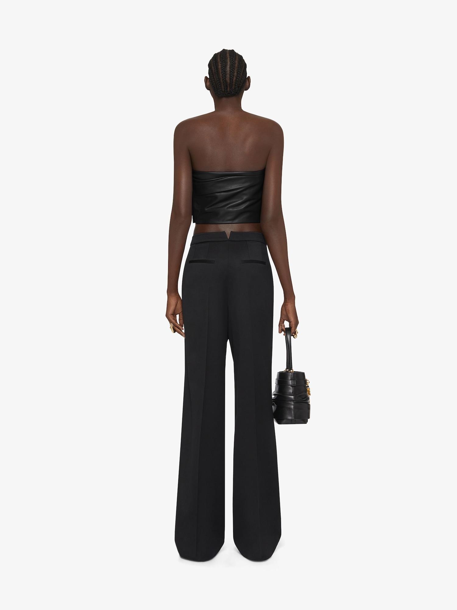 Cropped bustier top in leather with draped detail Product Image