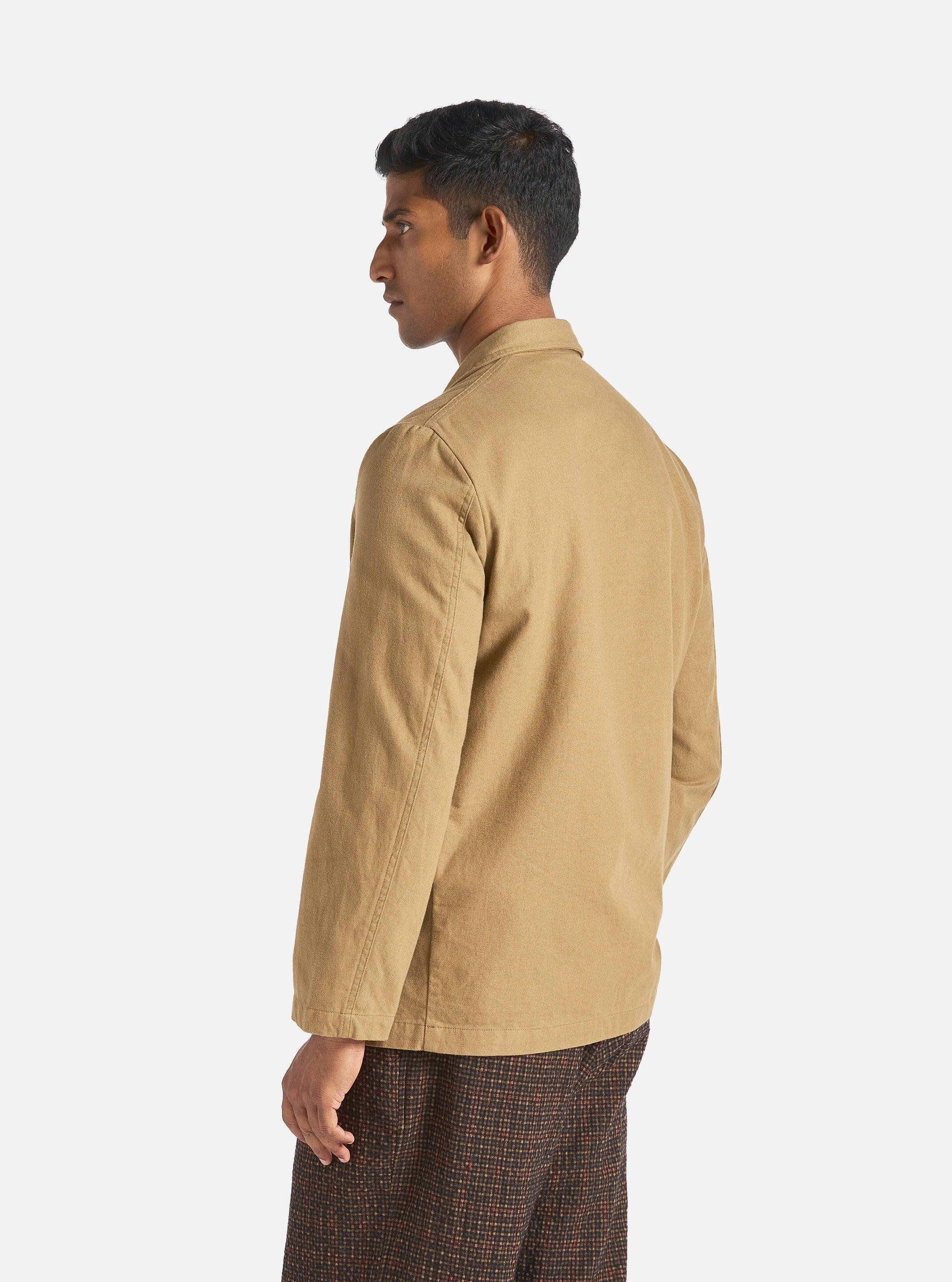 Universal Works Three Button Jacket in Sand Brushed Moleskin Product Image