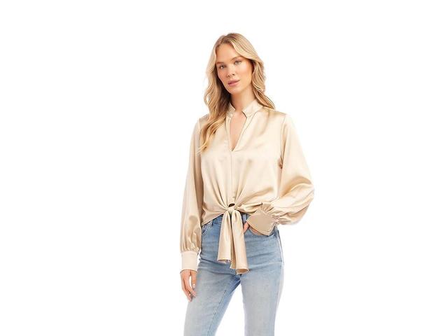 Karen Kane Tie Front Satin Top Product Image