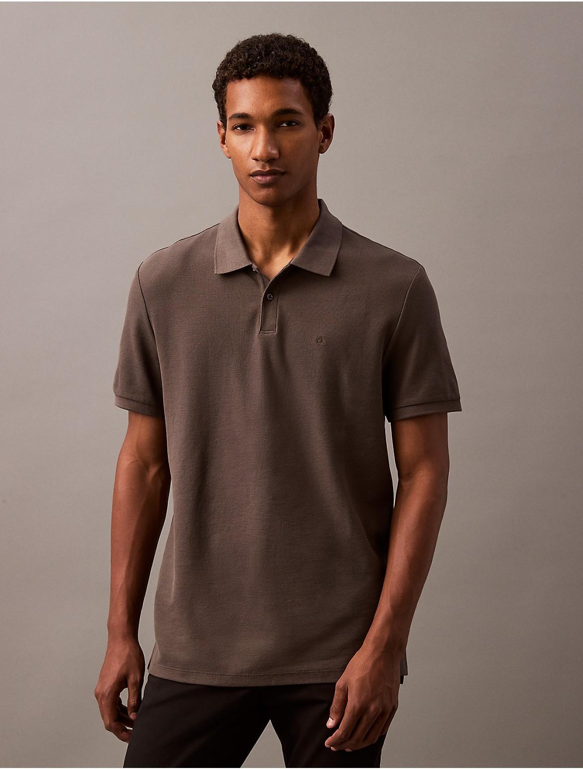 Calvin Klein Mens Refined Pique Polo Shirt - Grey - M Product Image