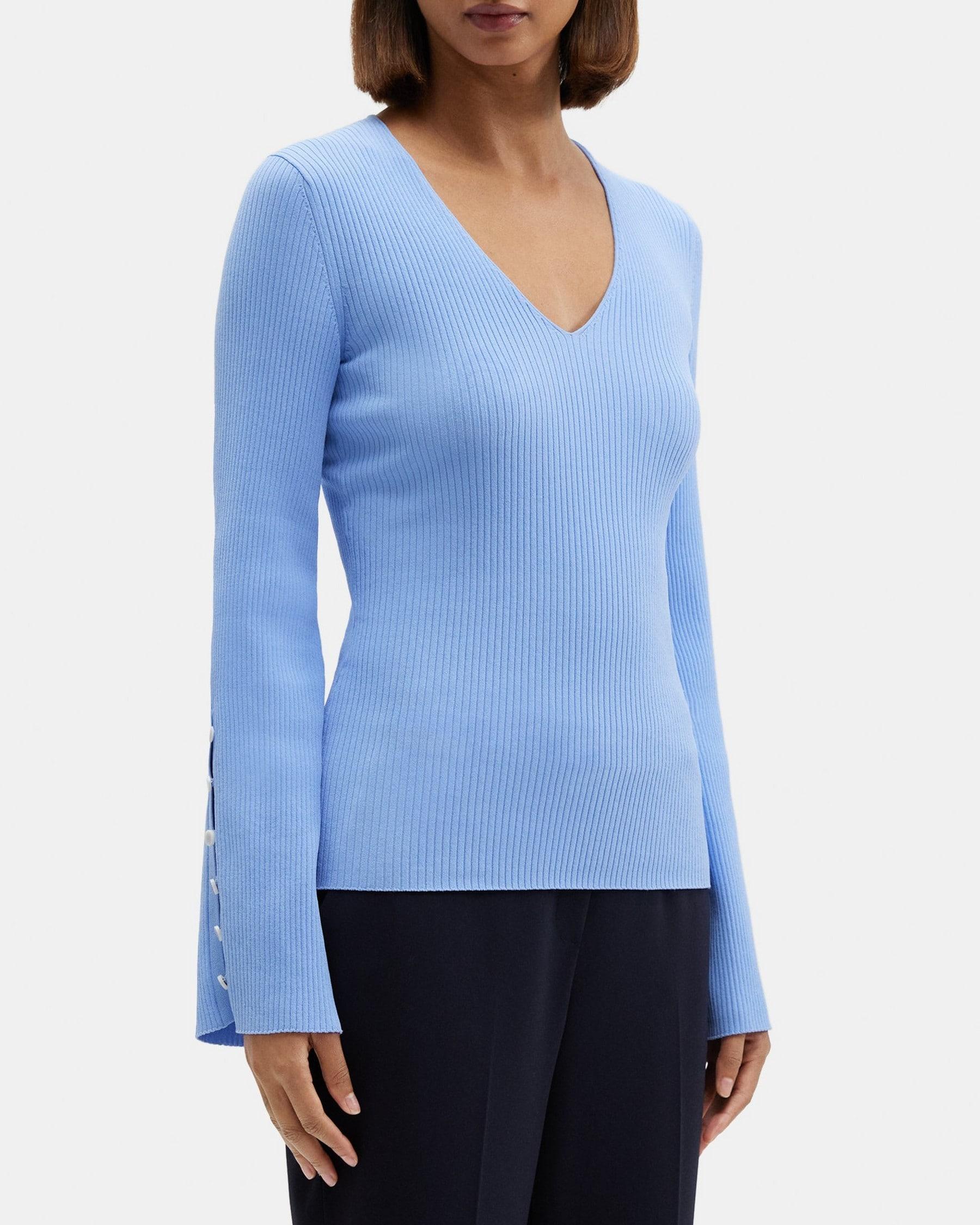 Flared Sleeve Sweater in Crepe Knit Product Image