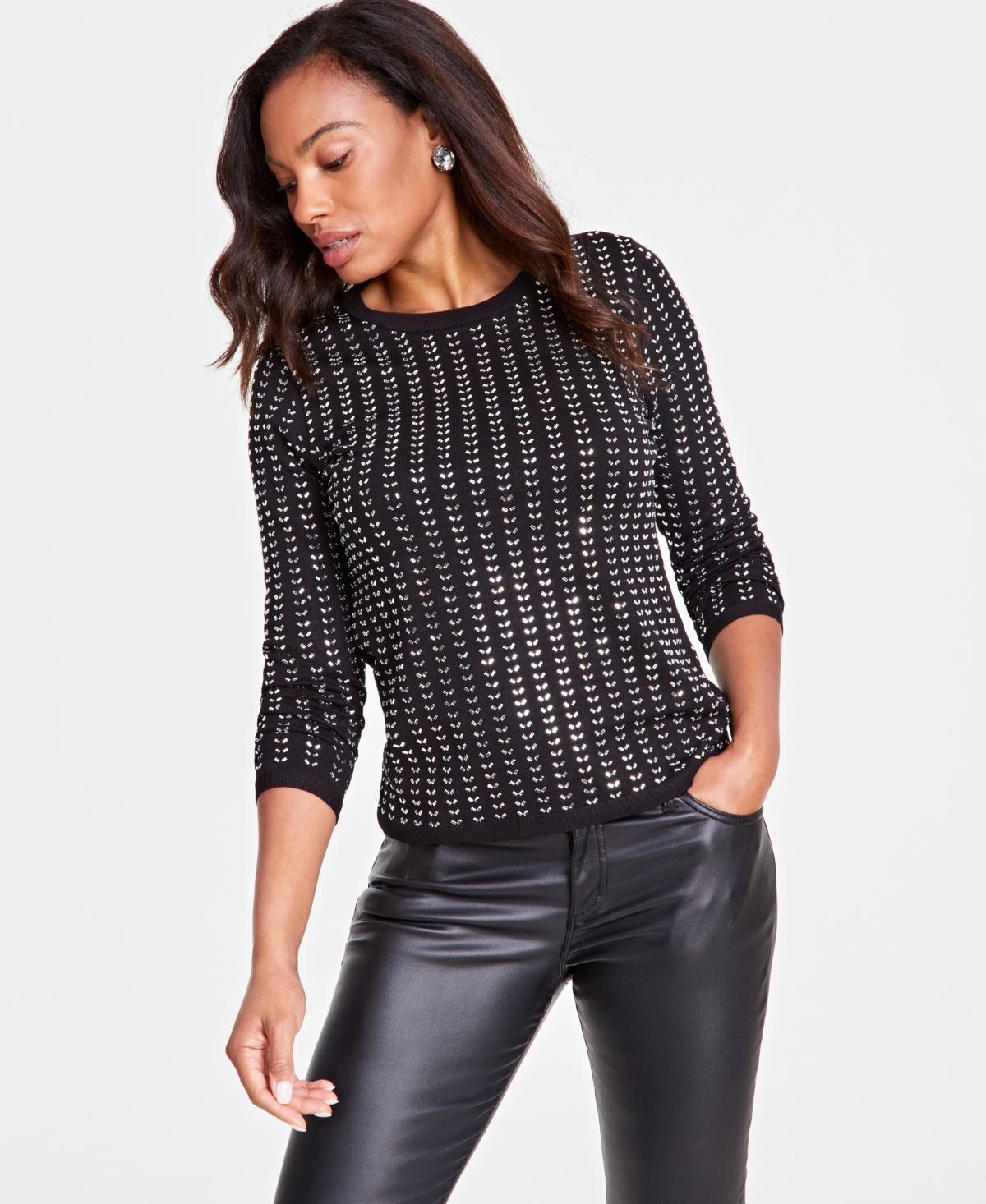 I.n.c. International Concepts Womens Embellished Long-Sleeve Top, Created for Macys Product Image