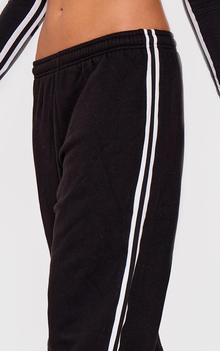 Black Contrast Stripe Wide Leg Sweatpants Product Image