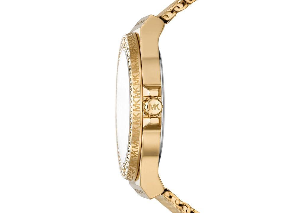 Michael Kors Womens Lennox Three-Hand Gold Stainless Steel Mesh Bracelet Watch Product Image