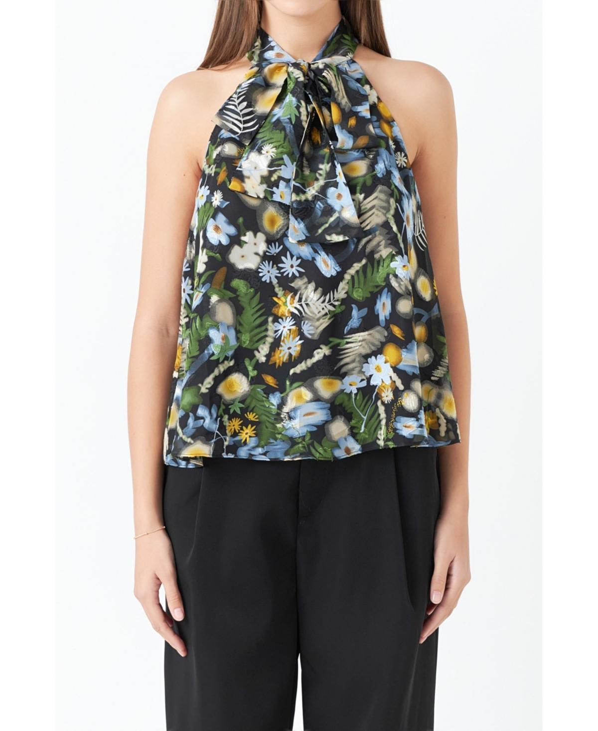 Womens Floral Halter Top Product Image