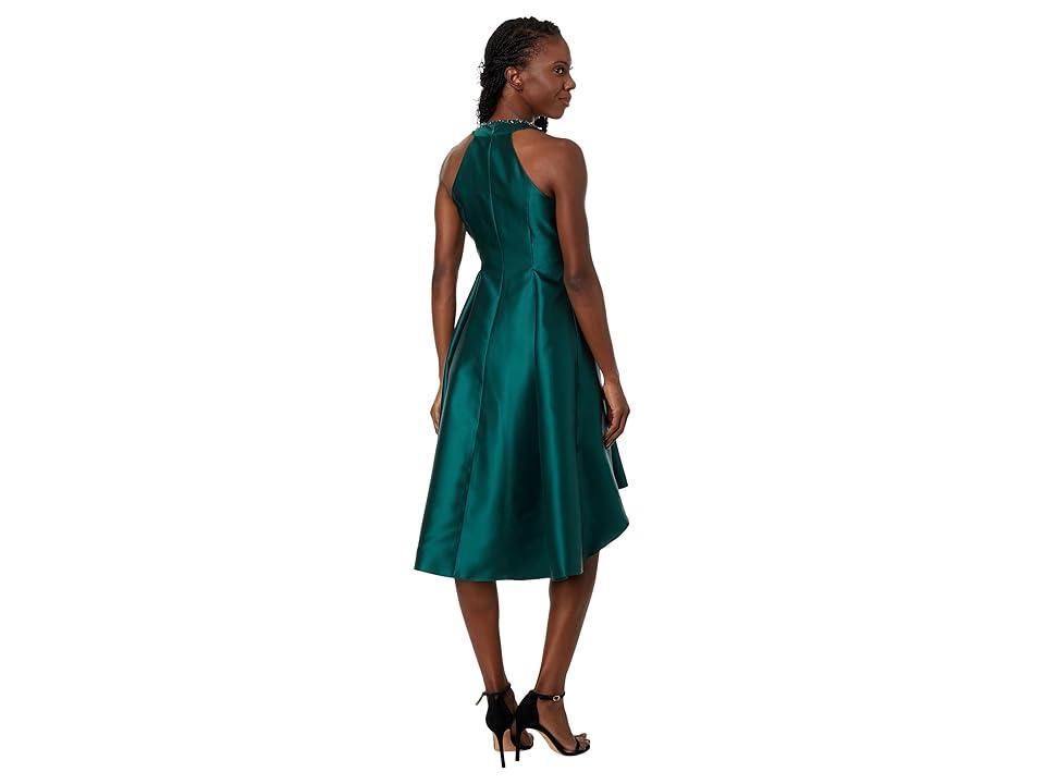 Adrianna Papell Stretch Mikado Party Dress with Beaded Neckline (Dark Forest) Women's Dress Product Image