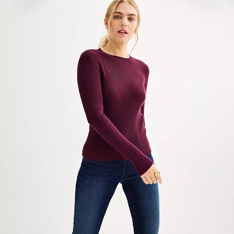 Womens Nine West Ribbed Sweater Maddie Purple Product Image