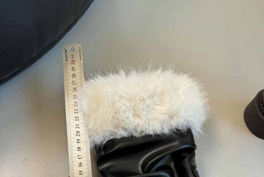 Fleece Panel Chunky Heel Short Boots Product Image