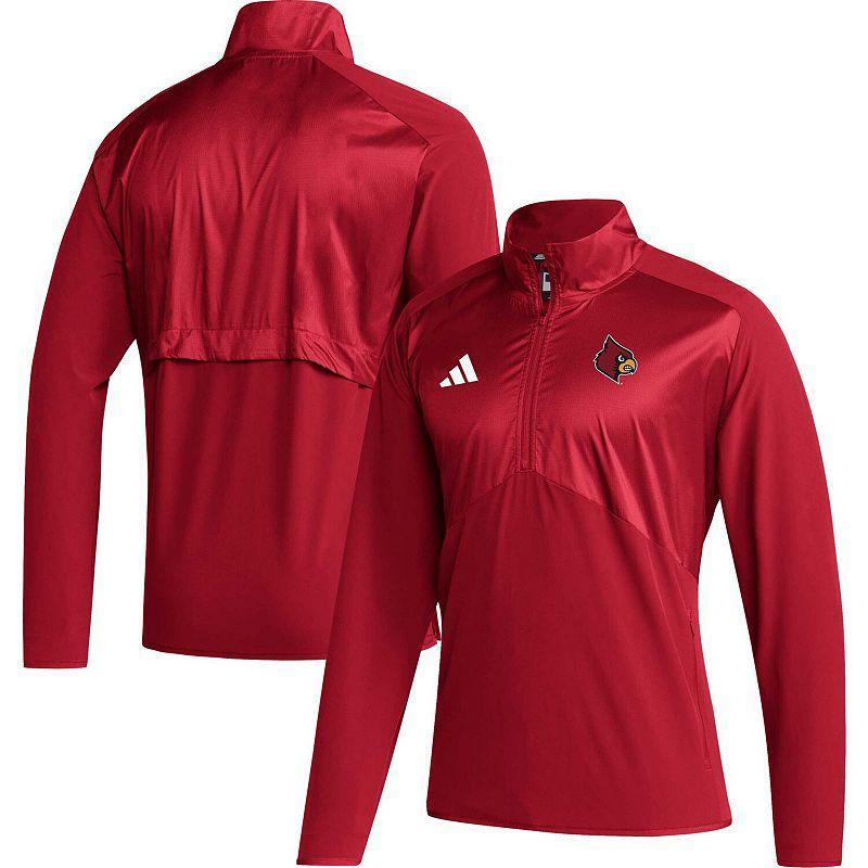 Mens adidas Louisville Cardinals Sideline AEROREADY Raglan Sleeve Quarter-Zip Jacket Product Image