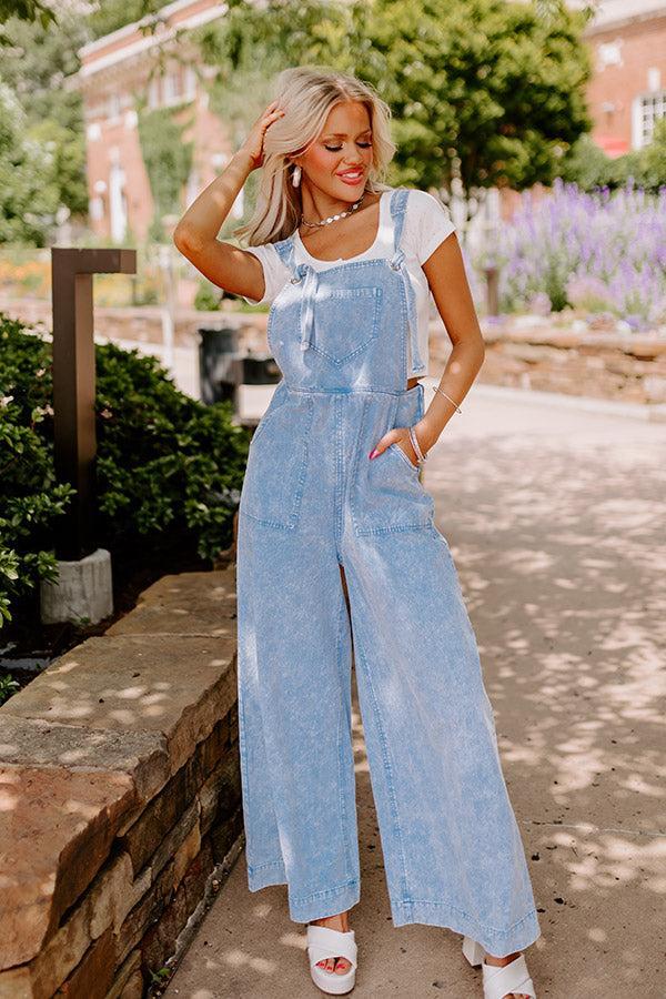 The Meena Denim Overalls In Light Wash Product Image