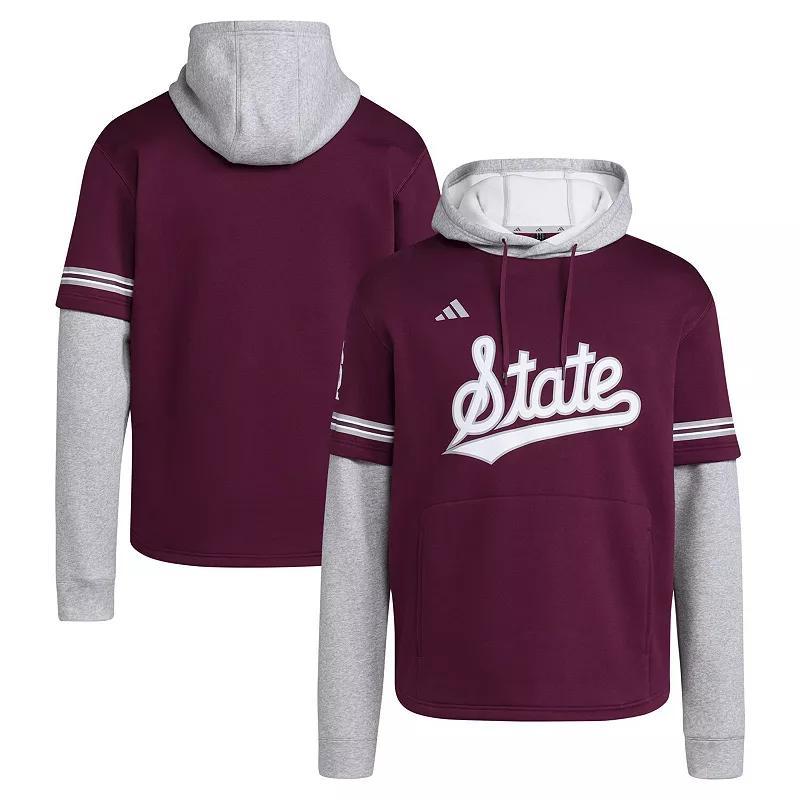 Mens adidas Maroon Mississippi State Bulldogs Pullover Baseball Jersey Hoodie Product Image