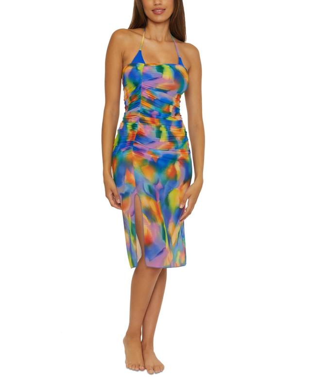 Becca Womens Paper Mache Side-Ruched Skirt Swim Cover-Up Product Image