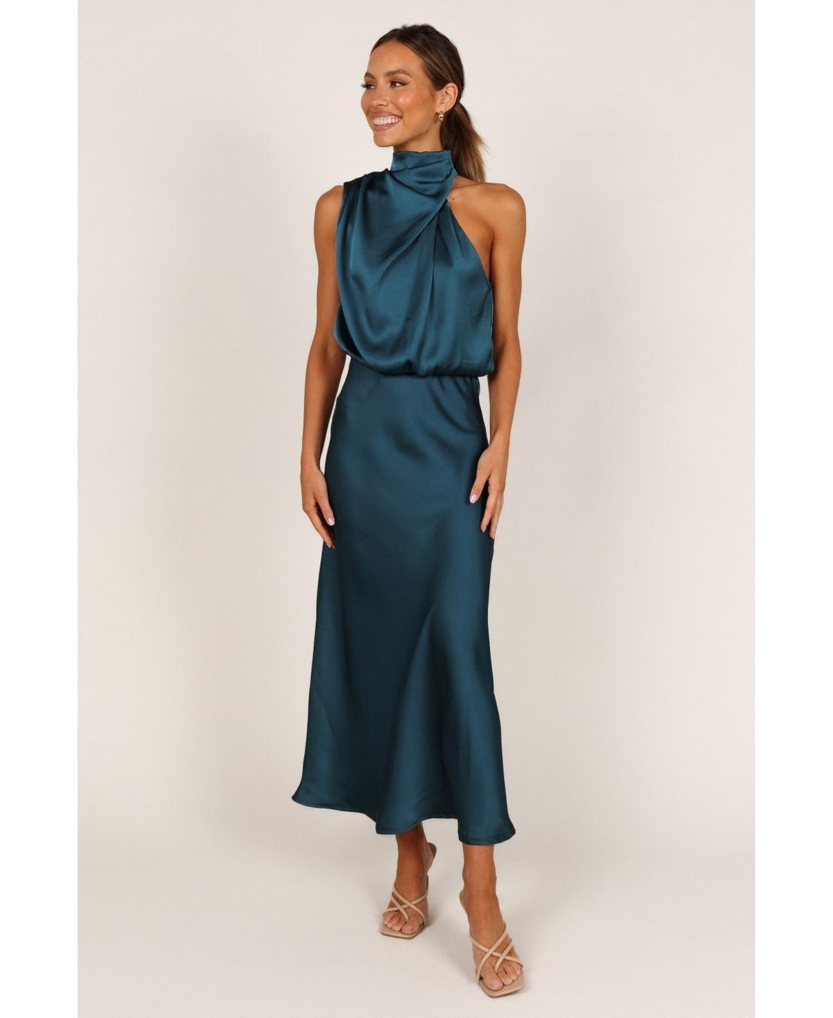 Petal & Pup Anabelle Funnel Neck Satin Midi Dress Product Image