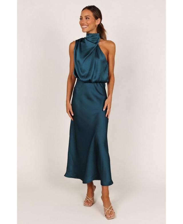 Petal & Pup Anabelle Funnel Neck Satin Midi Dress Product Image