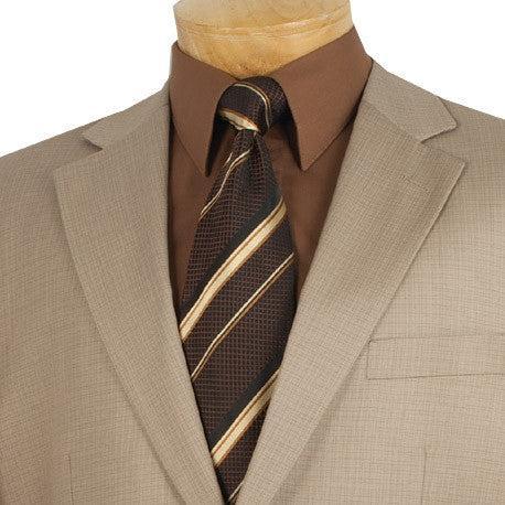 Monte Carlo Collection - Dress Suit 2 Piece 2 Button Textured Weave In Beige Product Image